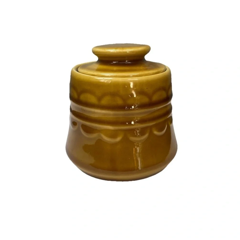 Vintage Homer Laughlin Golden Harvest Sugar Bowl Ceramic MCM